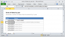 Excel formula: Series of dates by year